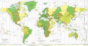 carte des fuseaux horaires monde