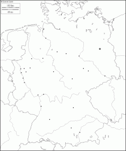 Fond de carte de l'Allemagne, avec fleuves et villes