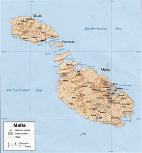 Carte du relief de Malte