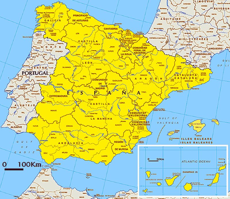 carte espagne maps Maps of Spain   Carte monde.org