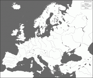 Fond de carte de l'Europe, fleuves et hydrographie