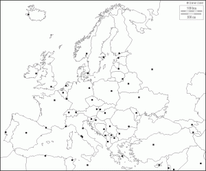 Fond de carte de l'Europe, pays et capitales