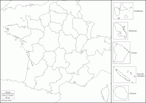 Fond de carte France, régions et dom-tom