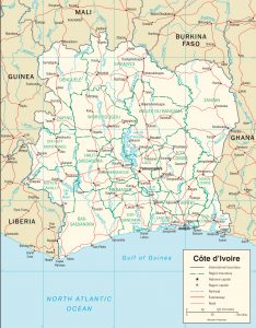 Carte administrative de Côte d'Ivoire