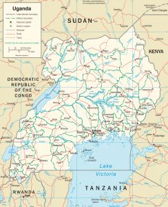 Carte administrative de l'Ouganda