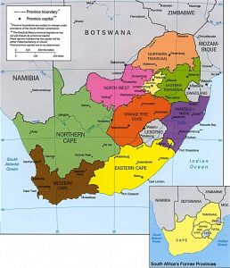 Carte des provinces de l'Afrique du Sud