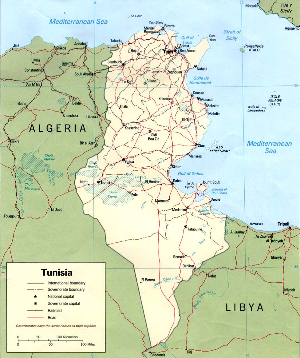 Tunisie carte du monde