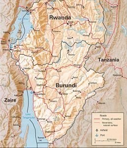 Carte en relief du Burundi
