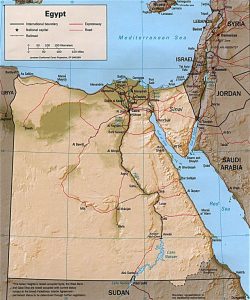 carte en relief de l'Egypte