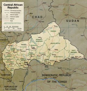 Carte en relief de la République Centrafricaine