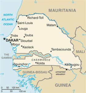 Carte vierge du Sénégal
